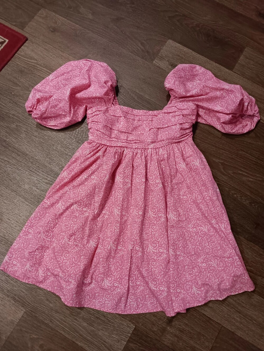 Abercrombie & Fitch Pink Puff-Sleeve Smocked Bodice Dress Sz S
